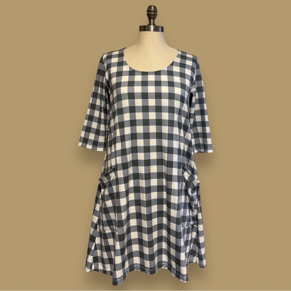 Ava Sky Dress Pockets Swing Dress Plaid